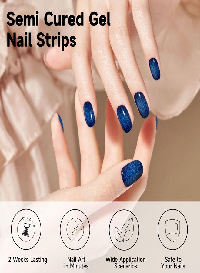 DUKASOU Semi Cured Gel Nail Strips, 28 pcs Gel Nail Stickers Work with Any UV Lights, Long-Lasting Nail Wraps, Stick on Nails for women Easy to Apply & Remove - Image 2